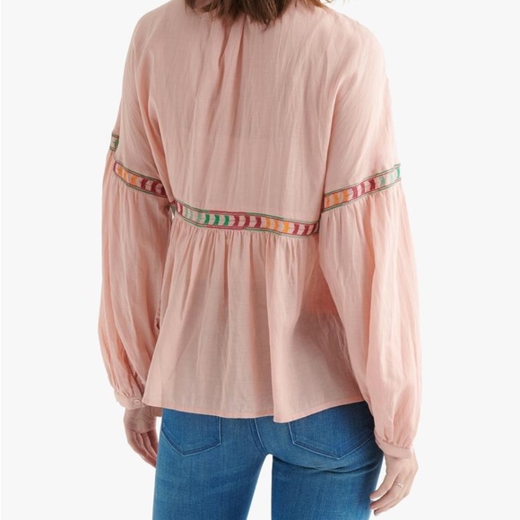 NWT Lucky Brand Peach Embroidered Peasant Top Sz S - Picture 3 of 6